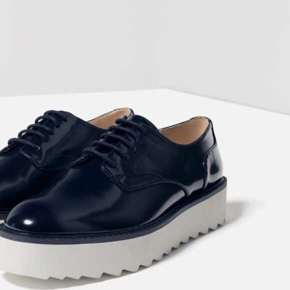Zara Navy Blucher Platforml